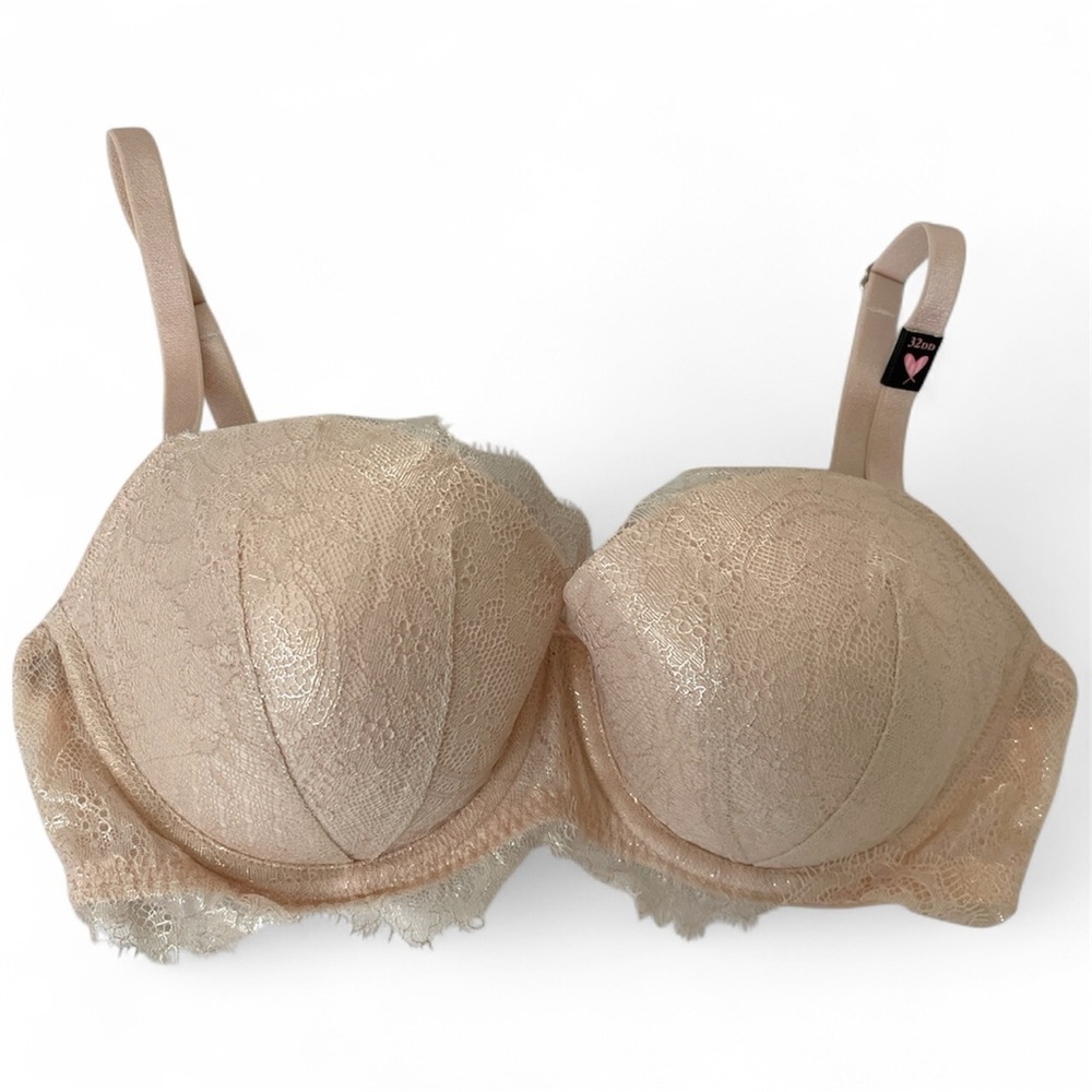 Victoria's Secret Dream Angels Cream Beige Lace Lined Demi Bra | 32DD | NWT